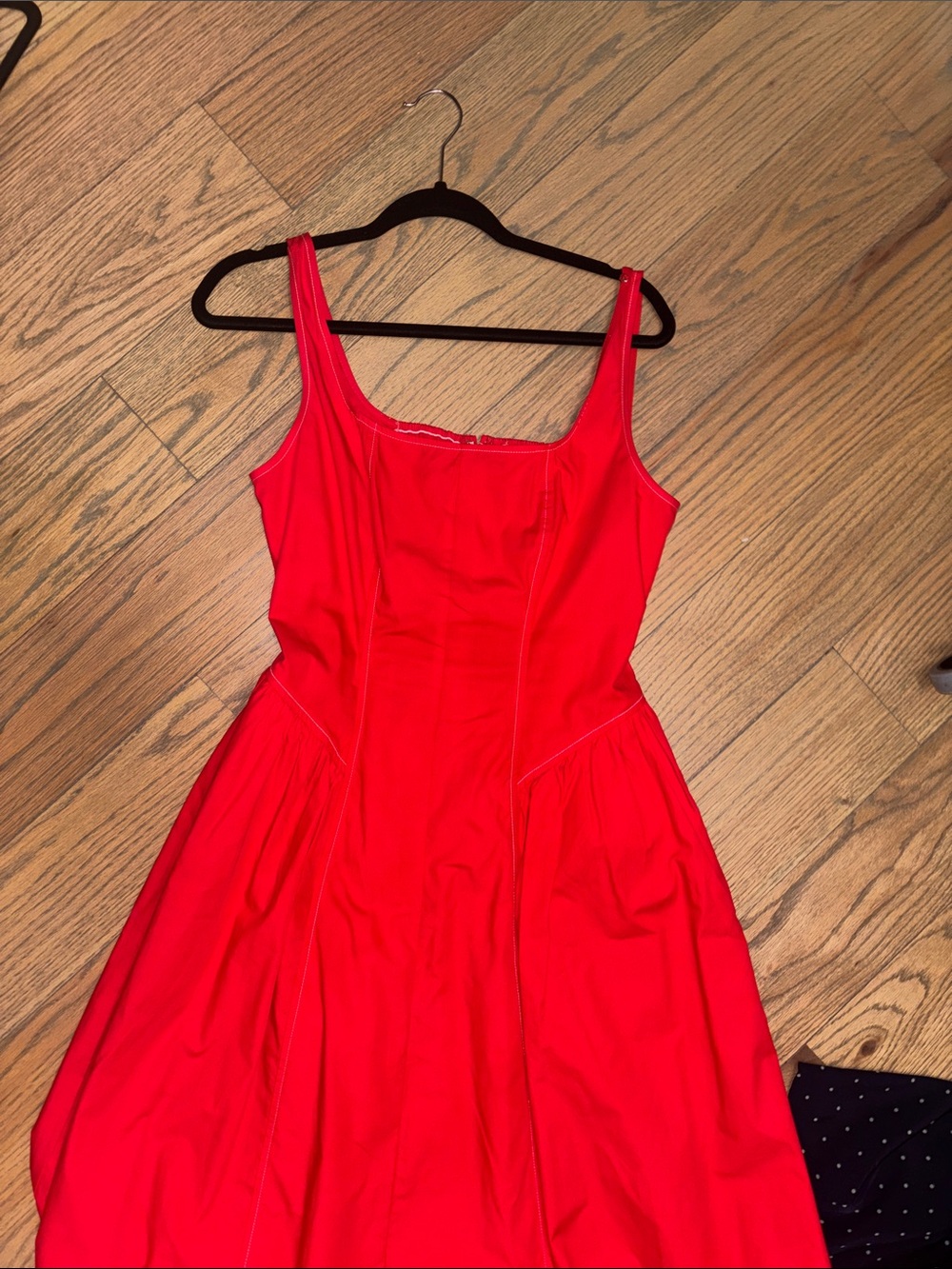 Bright Red Sleeveless Maxi Dress with Square Neck